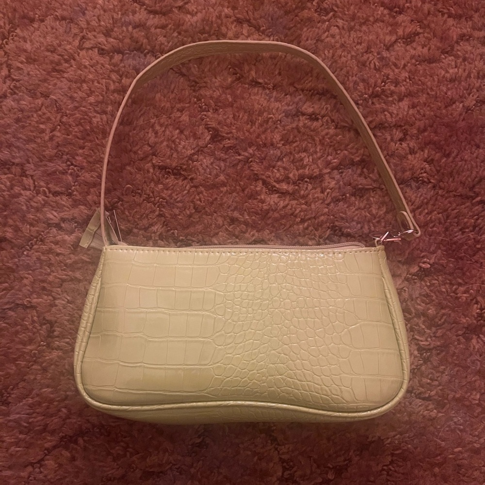 Lime green faux crocodile shoulder bag